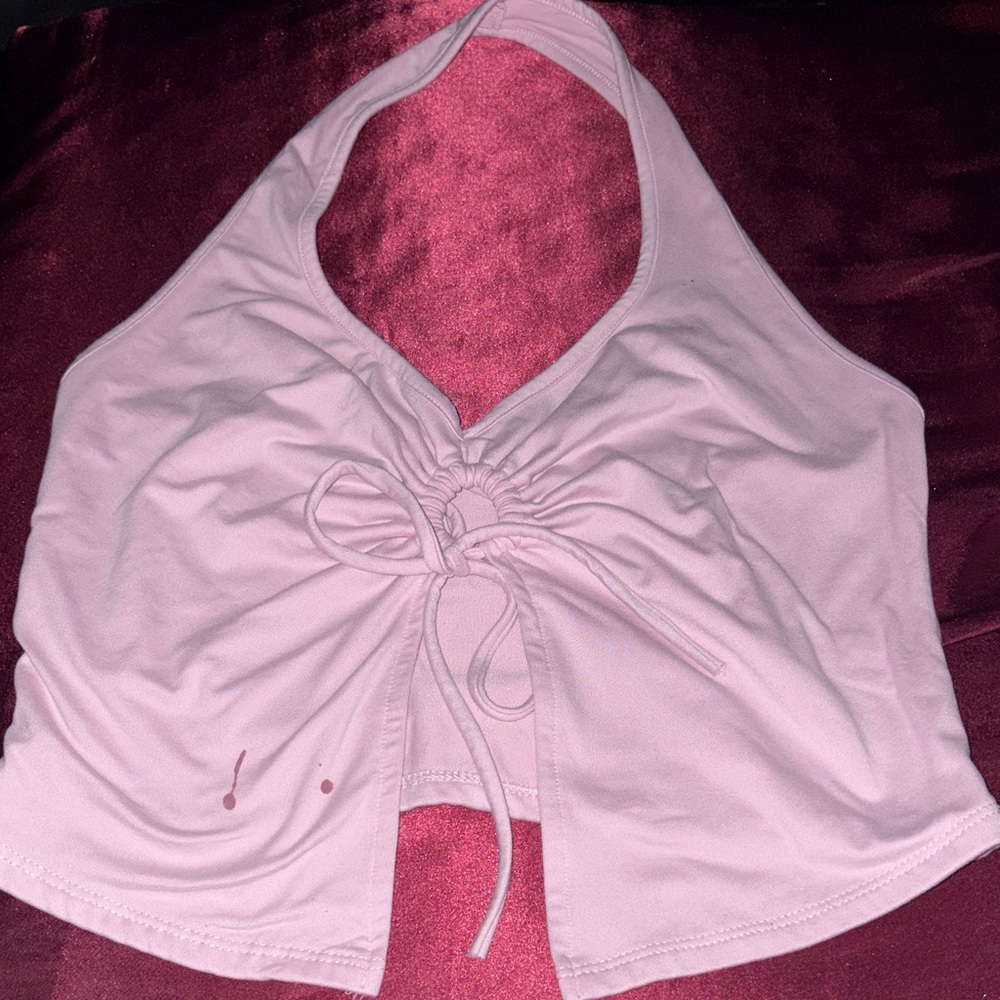 Pink Halter Top with Drawstring